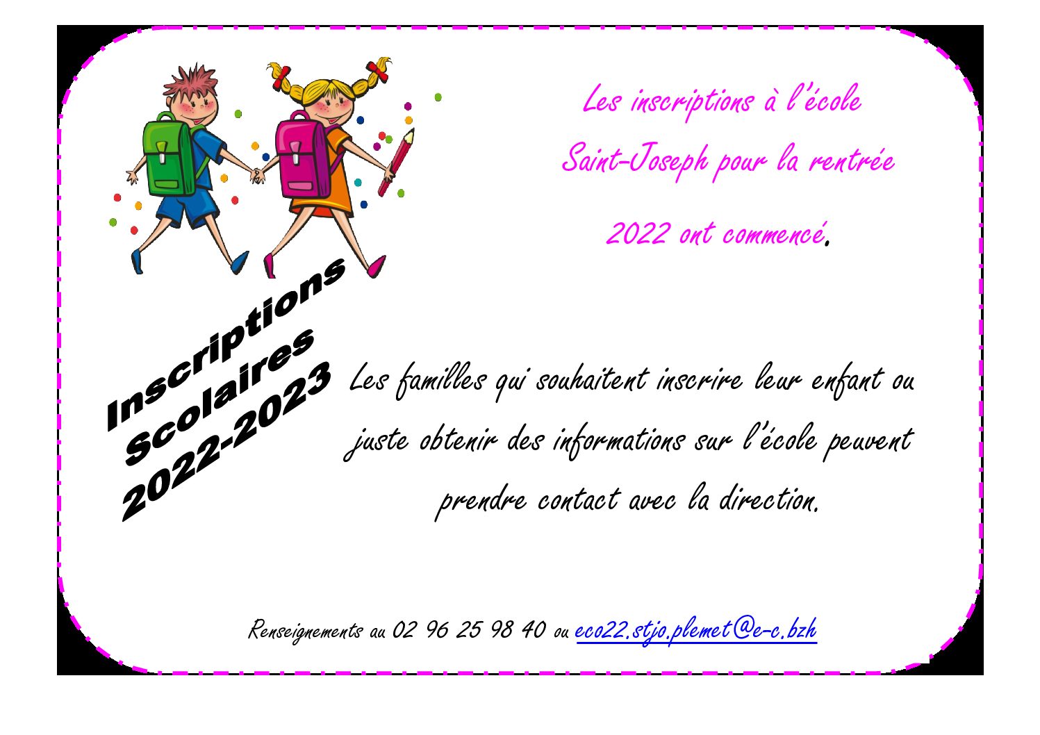 inscriptions scolaires bandeau site