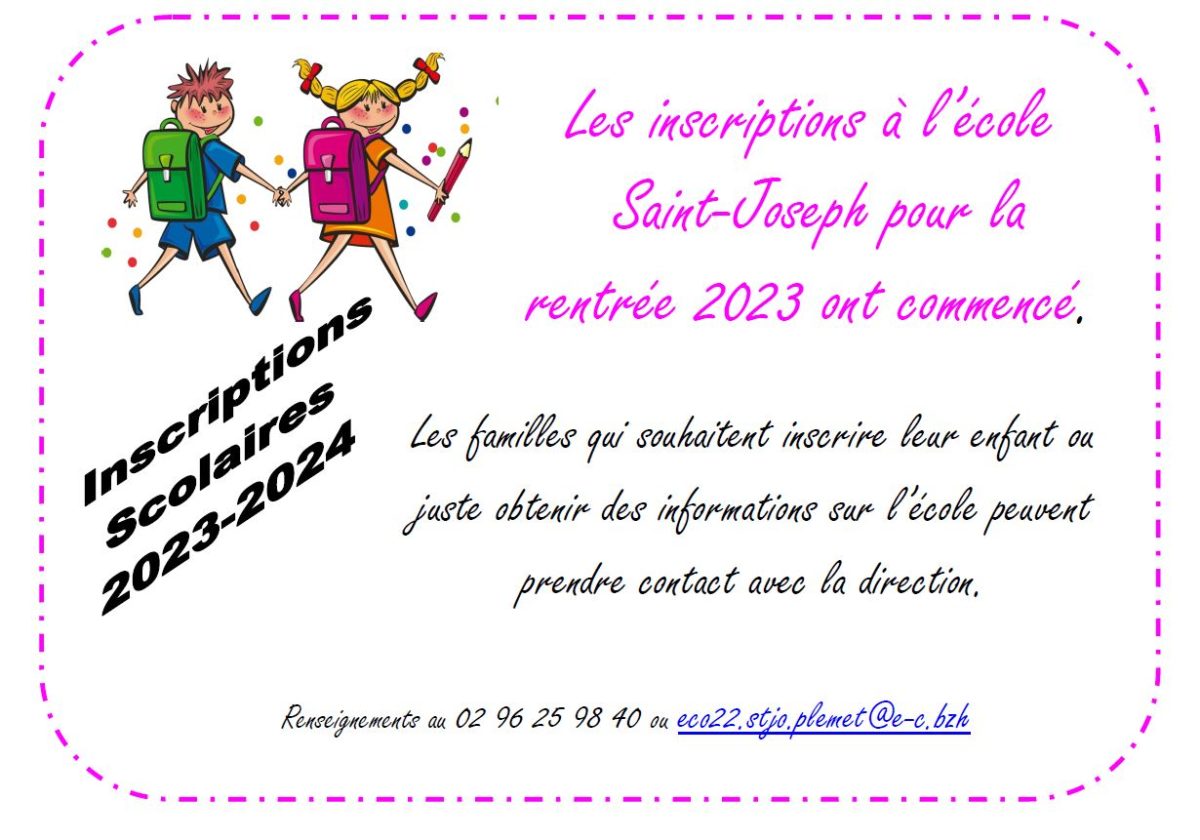 annonce inscriptions rentrée 2023